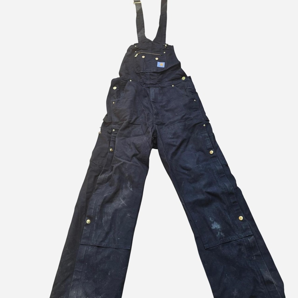 Vintage Carhartt Loose Fit Black Canvas Duck Overalls - 30x32'